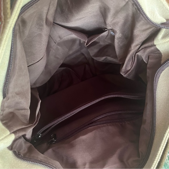 SNUG STAR Canvas Handbag Multi-Color Striped Lattice Cross Body Shoulder/tote - Picture 6 of 14